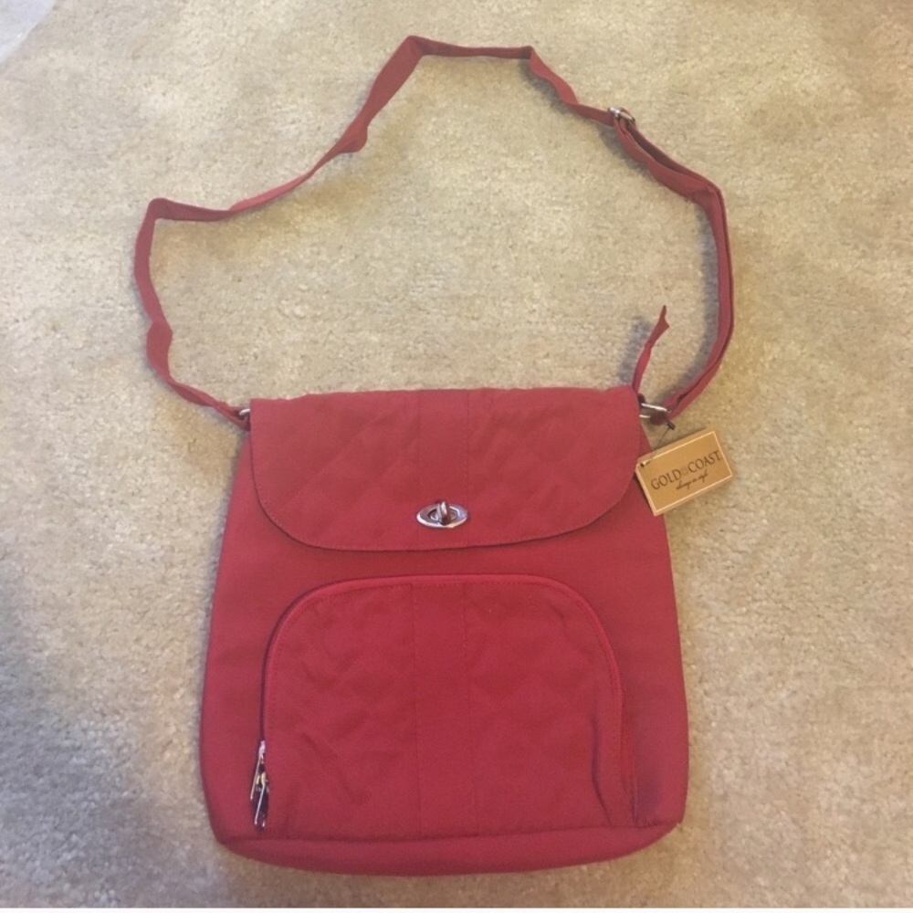 Gold Coast Quilted Trim Red Purse NWT